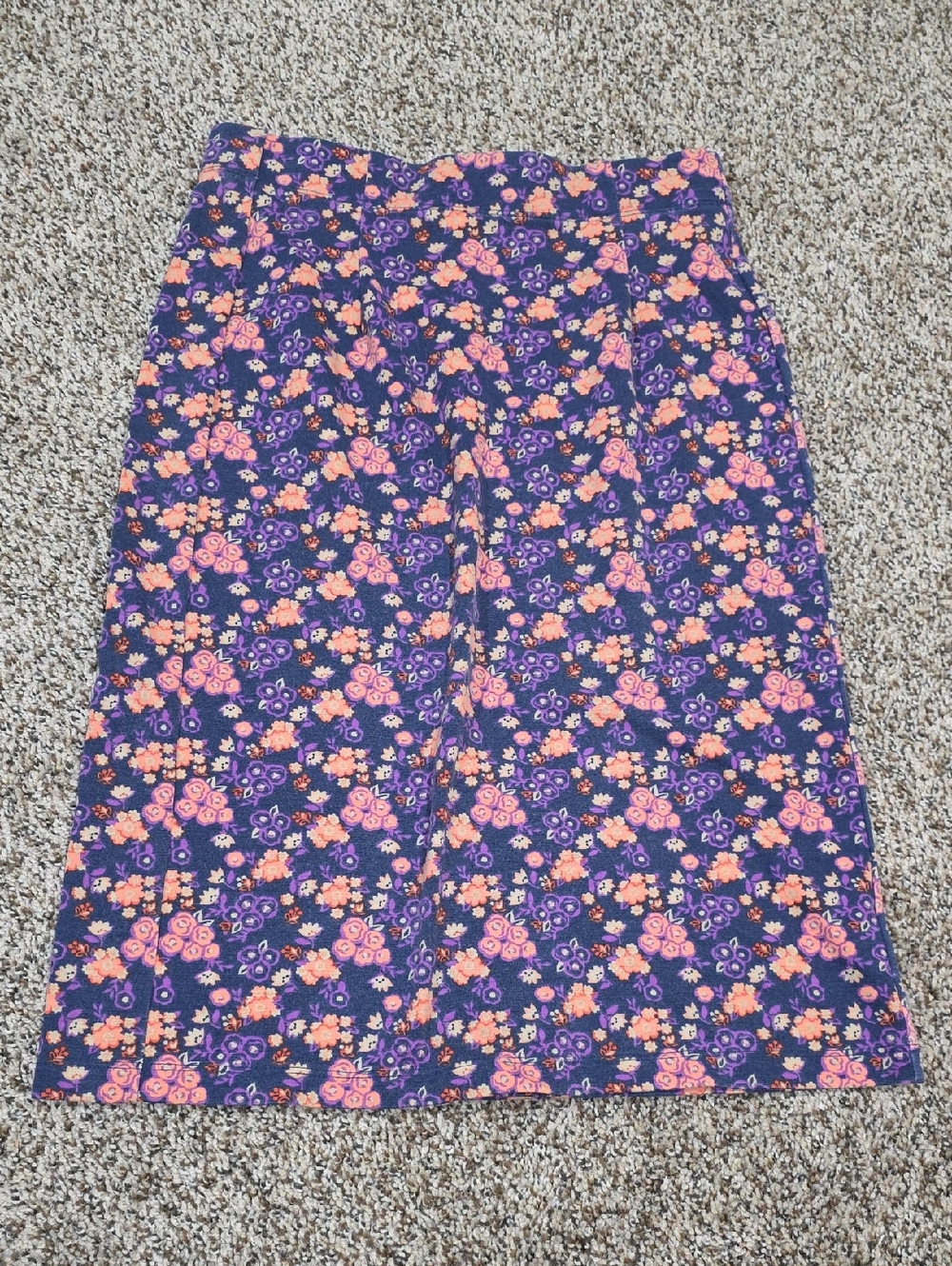 SD Collection Purple Midi Skirt with Pink & Peach Floral Print